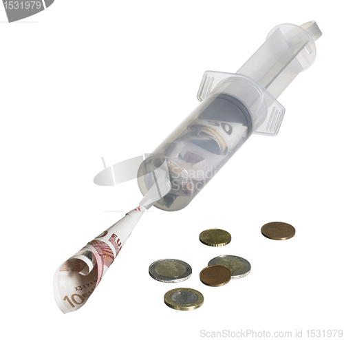 Image of syringe filled with money