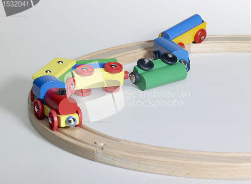 Image of accident of a wooden toy train