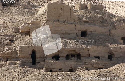 Image of rock cut tombs near Aswan