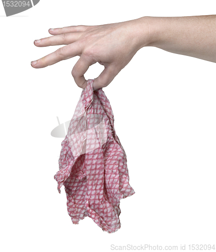 Image of hand holding cleaning cloth