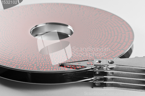 Image of hard disk platter and actuator arm