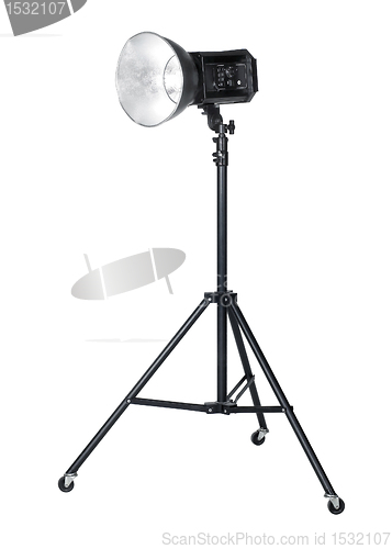 Image of professional flashlight on tripod