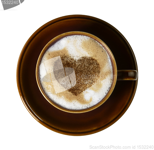 Image of brown porcelain cup with marbled milk froth