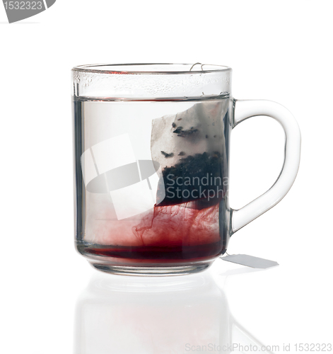 Image of glass teacup with tea bag