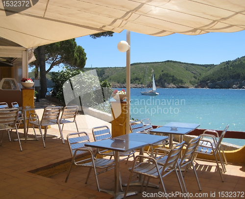Image of holiday scenery with beach bar