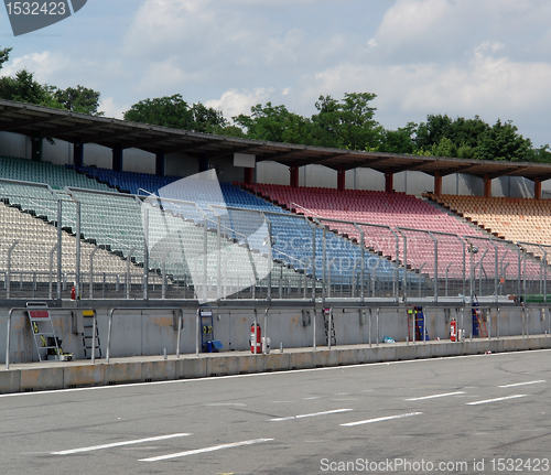 Image of tribune opposite pit lane