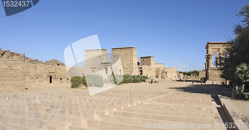 Image of sunny illuminated Temple of Philae in Egypt