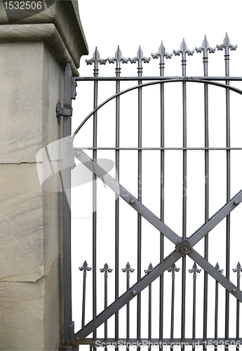 Image of detail of a wrought-iron gate