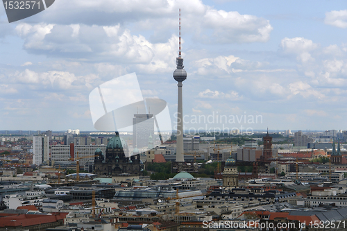 Image of aerial view of Berlin with television tower