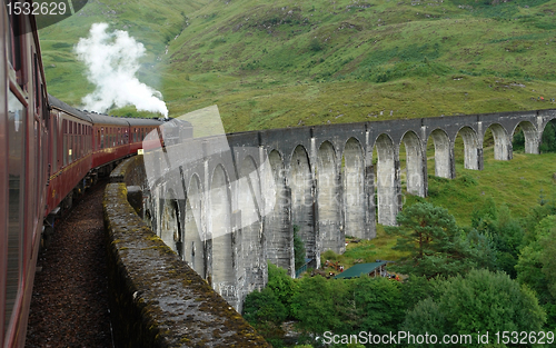 Image of Glenfinnan Viaduct and steam train