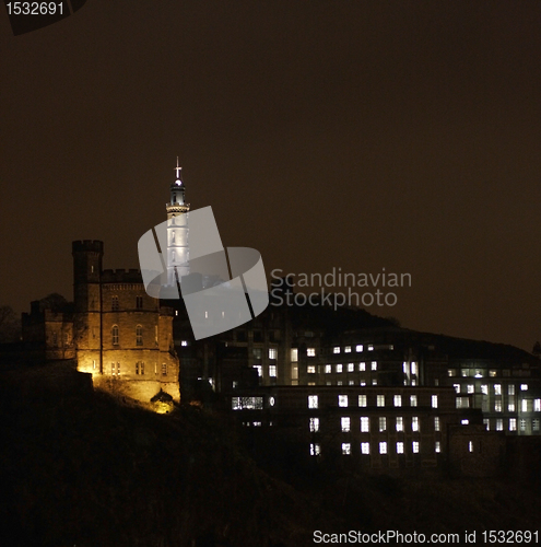 Image of illuminated Calton Hill in Edinburgh