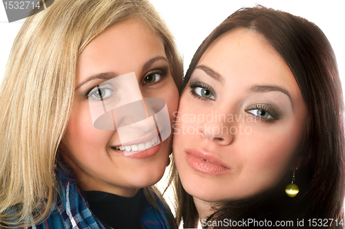 Image of Closeup portrait of beautiful smiling young women