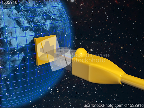 Image of A ethernet connected globe. 3D rendered Illustration.