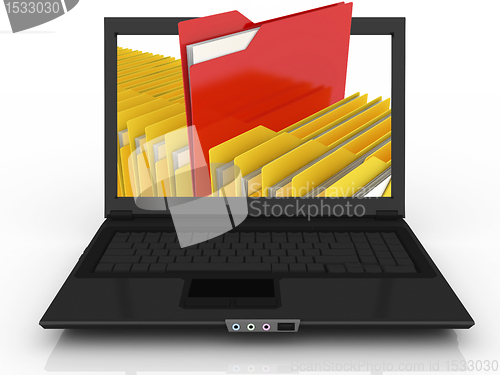 Image of Abstract laptop and files (done in 3d) 