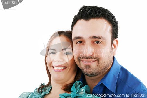 Image of Portrait of a beautiful young happy smiling couple - isolated