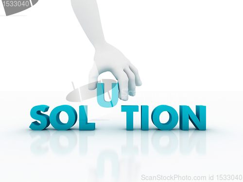 Image of 3d Hand and word Solution, business concept