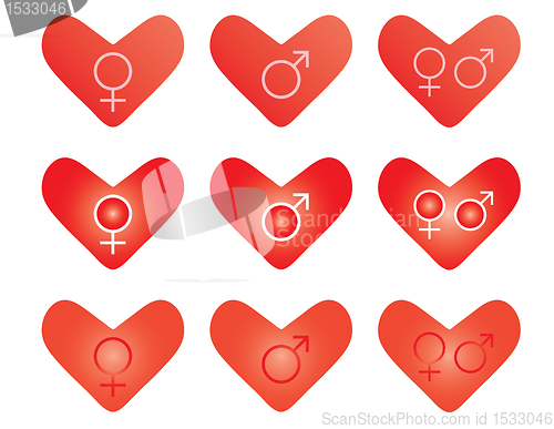 Image of valentines with gender symbols