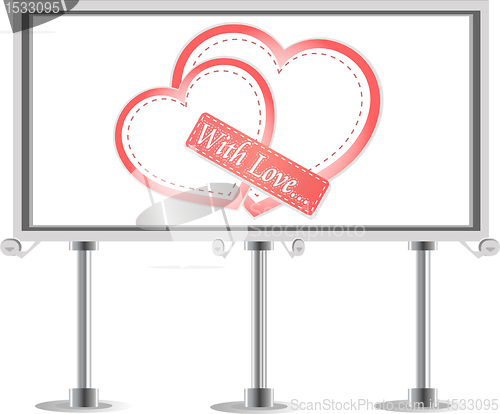 Image of Outdoor billboard with heart. Love Vector theme
