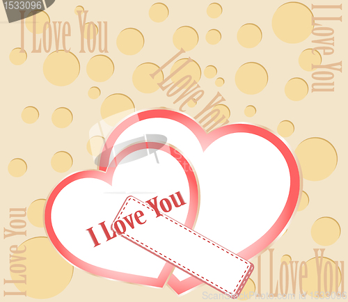 Image of Valentine card with lettering I Love You. Vector