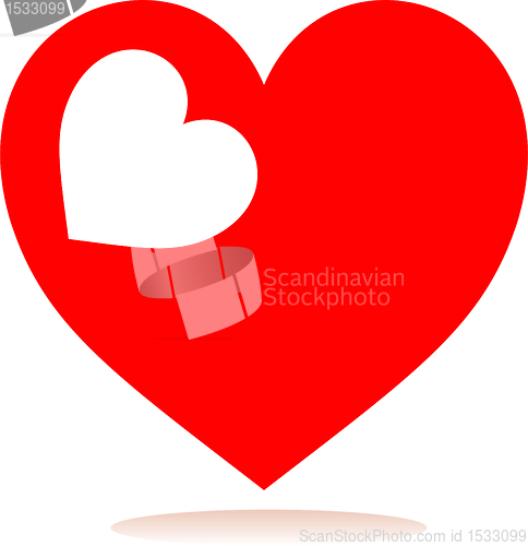 Image of Heart Love red glossy symbol. Beautiful glossy Valentines Day