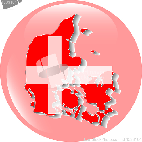 Image of Three dimensional map of Denmark in Danish flag colors.