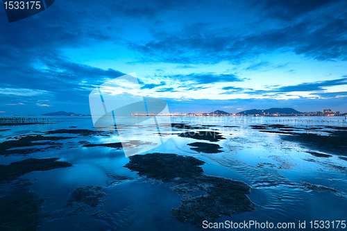 Image of sunset shingle coast in hong kong 