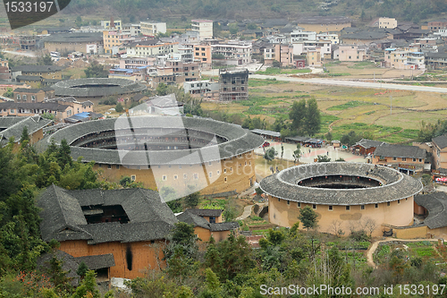 Image of Fujian Tulou in China, old building overview 