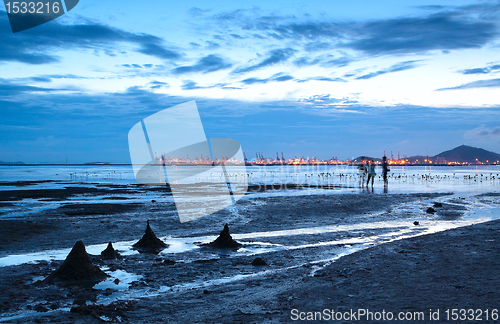 Image of sunset shingle coast in hong kong 