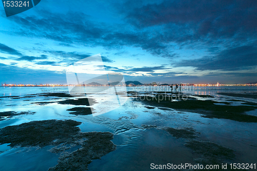 Image of sunset shingle coast in hong kong 