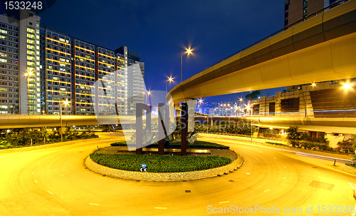 Image of Roundabout in city at night 