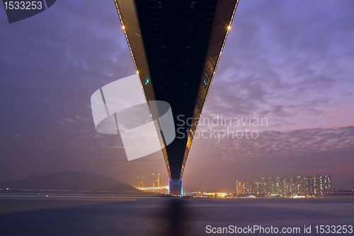 Image of bridge at sunset moment, Tsing ma bridge 