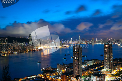 Image of hong kong night , modern city in asia 
