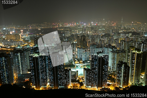 Image of city at night, view from mountain