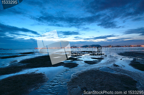 Image of sunset shingle coast in hong kong 