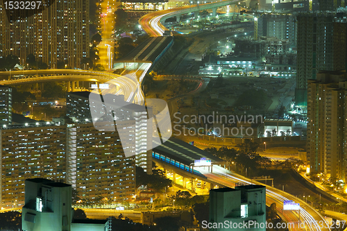 Image of Aerial view of city night 