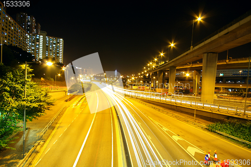 Image of Highway at night in modern city 
