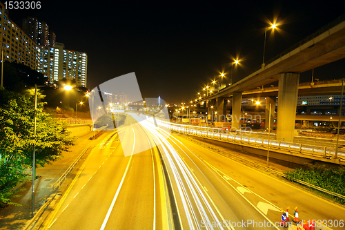Image of Highway at night in modern city 