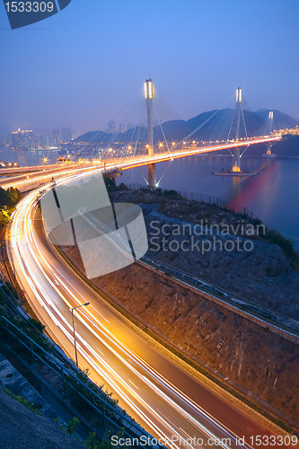 Image of busy traffic night in finance urban 