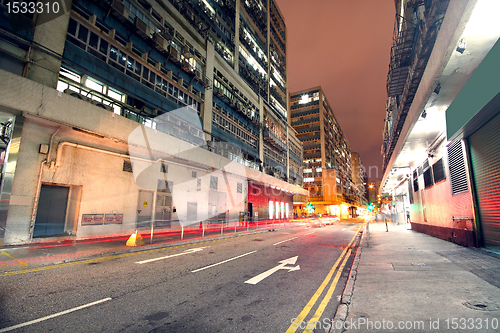 Image of traffic downtown area at night, hongkong