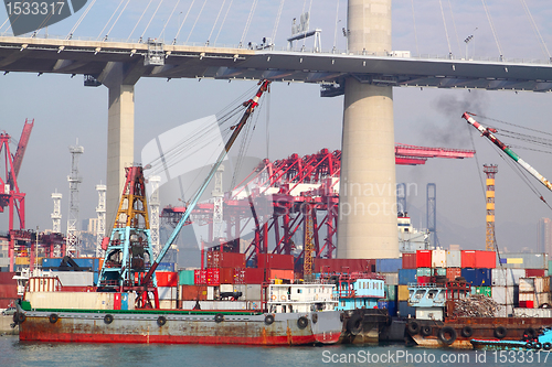Image of container terminal under flyover