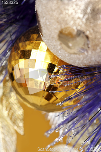 Image of background made of christmas balls and tinsel 