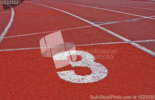 Image of Running track numbers one two three in stadium 