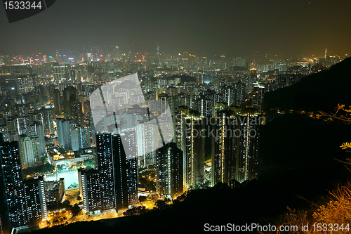 Image of city at night, view from mountain