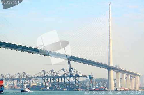 Image of container terminal and modern flyover