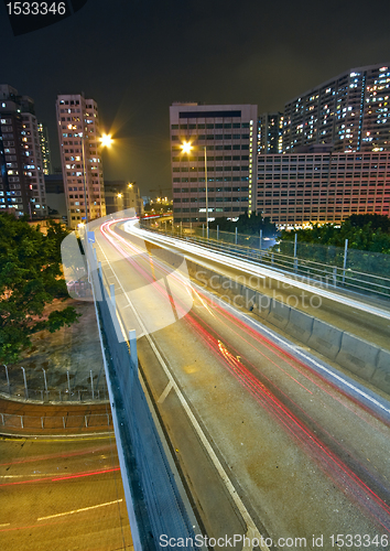 Image of night view of the bridge and city