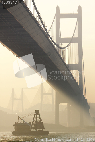 Image of bridge at sunset moment, Tsing ma bridge 