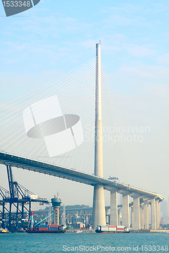 Image of container terminal and modern flyover