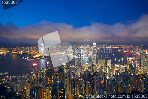 Image of hong kong night , modern city in asia 