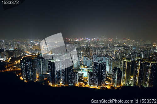 Image of city at night, view from mountain