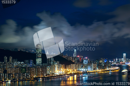 Image of hong kong night , modern city in asia 
